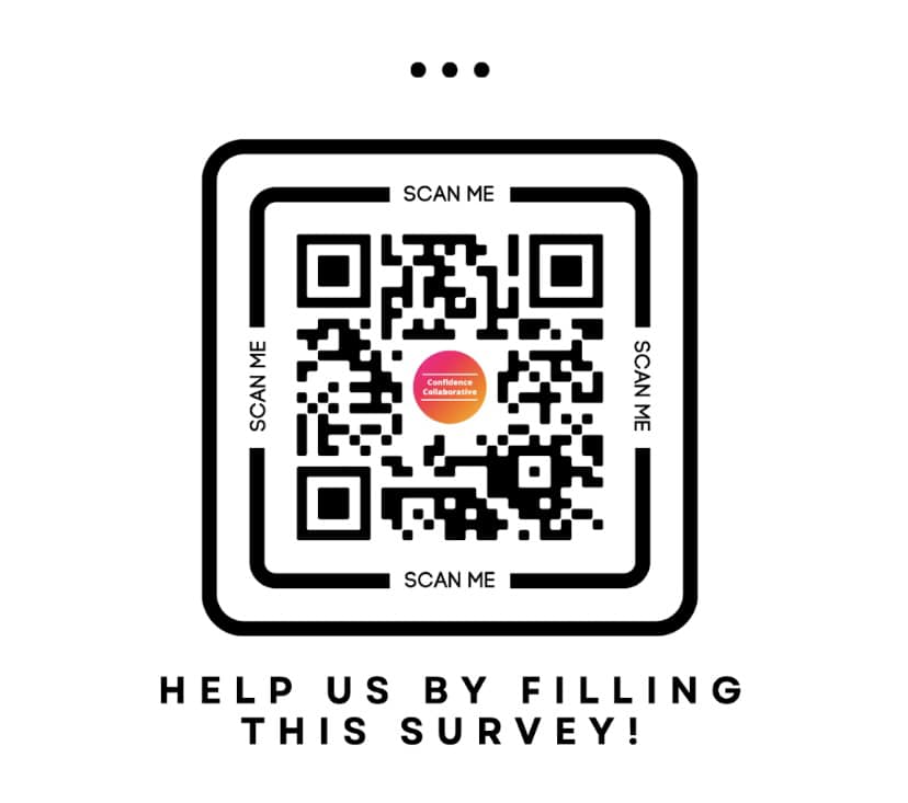 QR code with Confidence Collaborative Logo and the words - Help us by filling in this survey